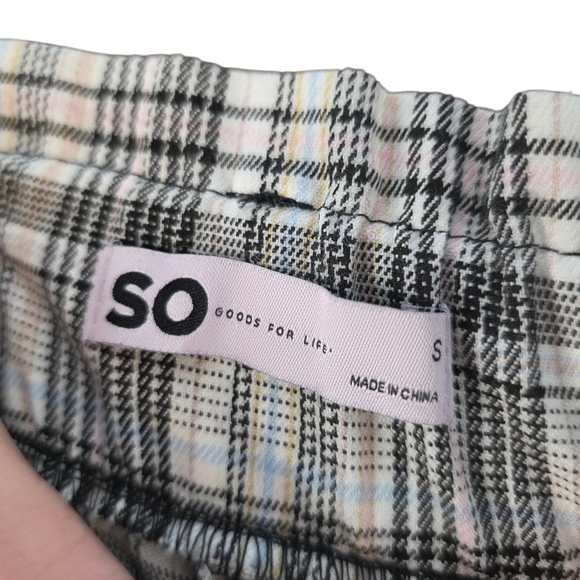 SO Plaid Paperbag Elastic Waist Belted Pants | Size Junior's Small Academia - Picture 6 of 9